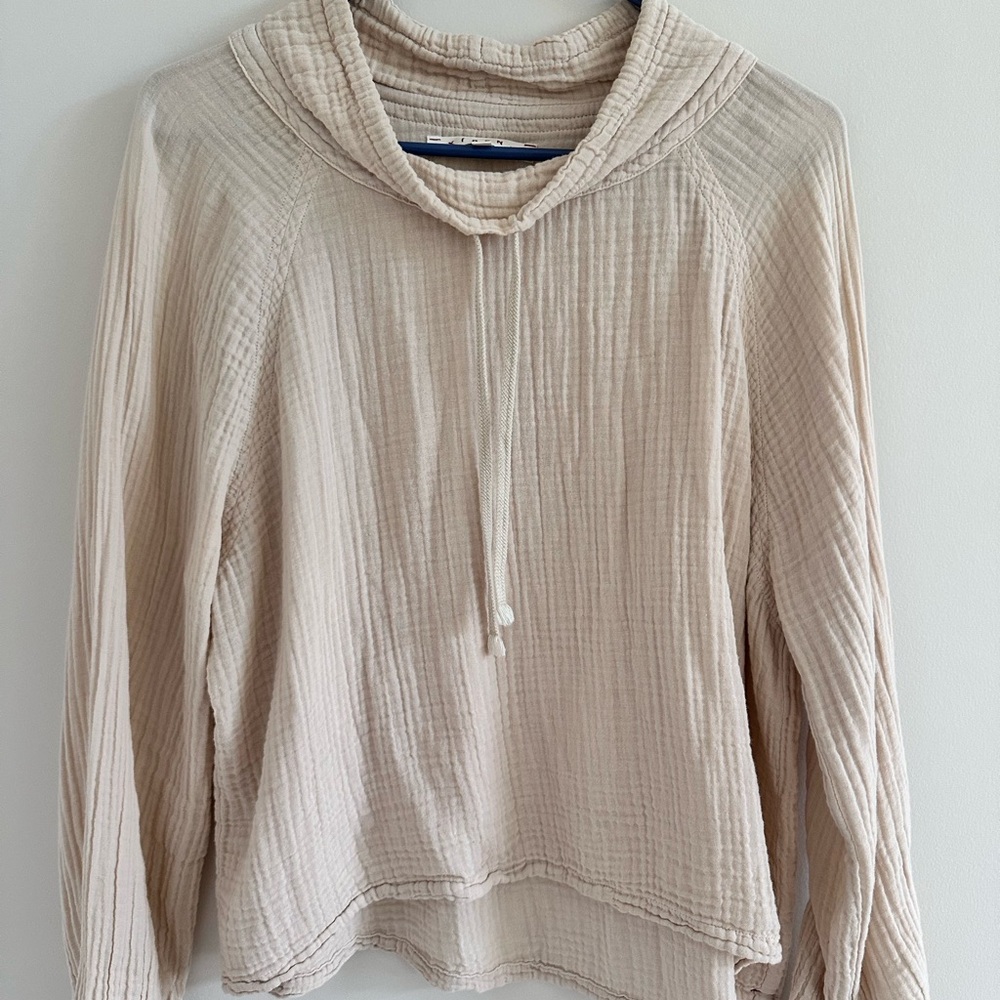 XiRENA Cream Tan Ribbed Relaxed cowl neck sweater